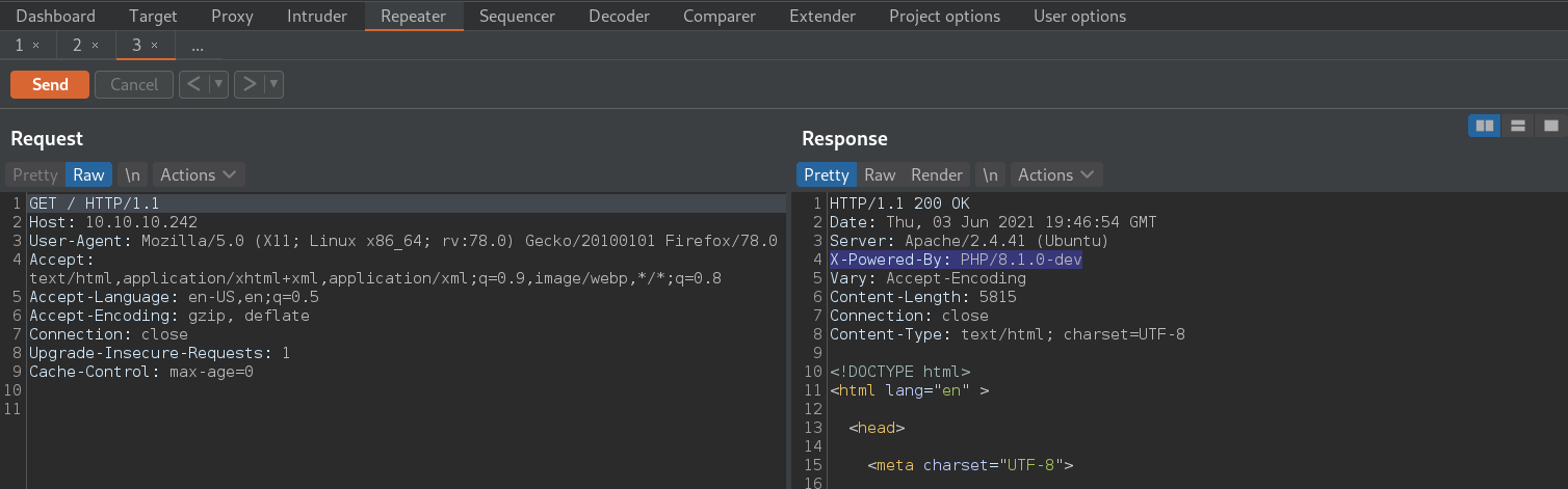 Burp Suite Repeater reveals PHP version.png